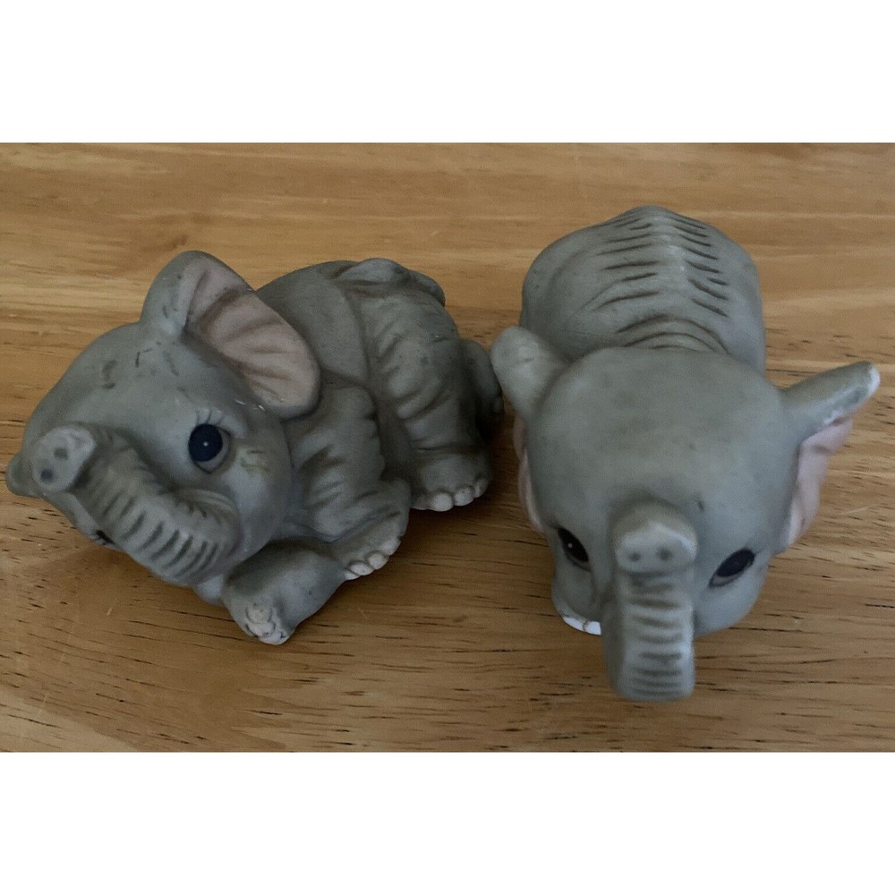 Pair Of Vintage Homco Home Interiors Elephant Baby Figurines